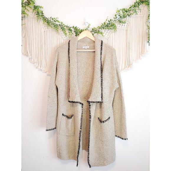 baciano Sweaters - Baciano Neutral Knit Open Front Long Sleeve Cardigan Sweater, Size Medium